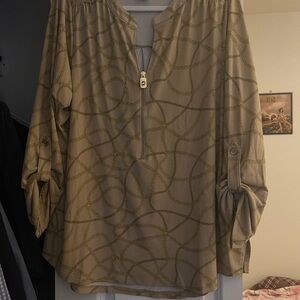 MICHAEL Michael Kors Beige and Gold Patterned Blouse